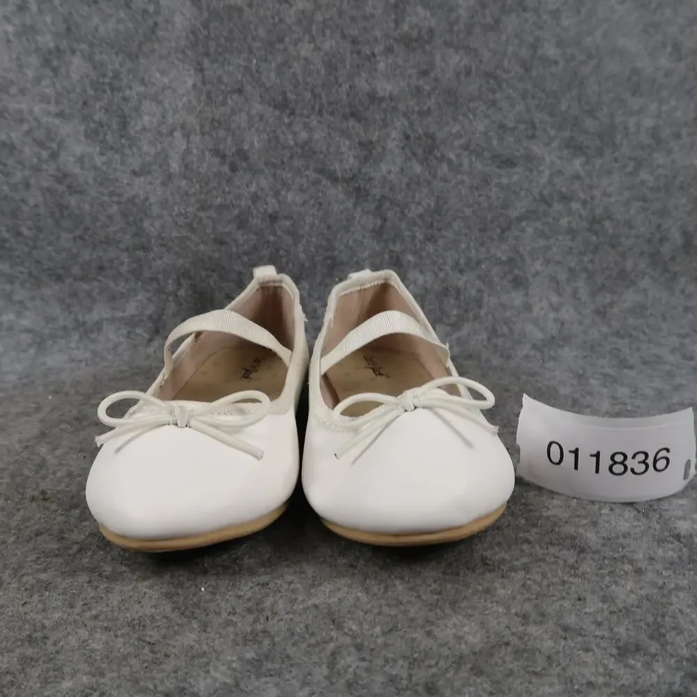 Cat & Jack Shoes Kids 9 Ballet Flats Mary Jane Strap Bow White Fashion Girls